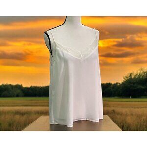 Wishlist Apparel Womens Cami Top Size M Ivory Spaghetti Strap Lace